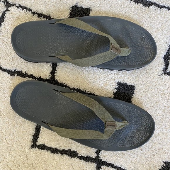 Merrell Lichen Breakwater Thong Flip Flops Sandals Green Size 13 J034357 Vibram - Picture 3 of 9